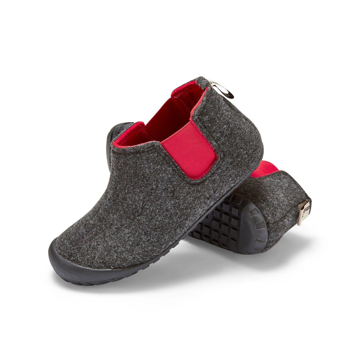 Gumbies Brumby Slipper Boots - Men's Charcoal & Red colourway front