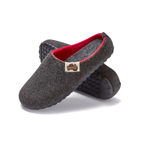 Gumbies Outback Slippers - Women's Charcoal & Red colourway front