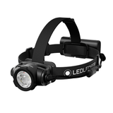 Ledlenser H15R head torch in black with focus ring lamp head, top strap and rear battery pack