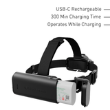 Ledlenser H15R rear battery pack open with its twin 21700 cell pack, USB-C, 300 minute charge time