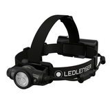 Ledlenser H19R head torch in black with digital focus ring lamp head, top strap and rear battery pack