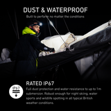 Sailor working on a boat at night under a Ledlenser head torch, rated IP67 dust and waterproof