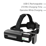 Ledlenser H21R rear battery pack with its 18650 cell pack, USB-C, 210 minute charge, works while charging