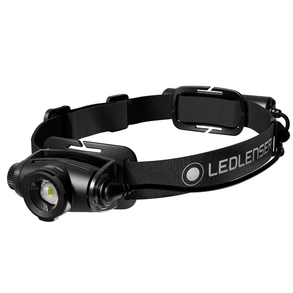 Ledlenser H5R head torch in black with focus ring lamp head and black Ledlenser headband