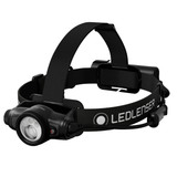 Ledlenser H9R head torch in black with digital focus ring lamp head, top strap and rear battery pack