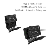 Ledlenser 2400mAh lithium-ion head torch battery with charge indicator lights, charging by USB-C