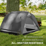 Outsunny 3-4 Person Camping Tent - Dark Grey groundsheet detail