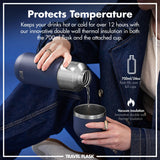 ION8 Luma Insulated Steel Flask & Mug, Ash Navy, 700ml