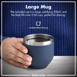 ION8 Luma Insulated Steel Flask & Mug, Ash Navy, 700ml