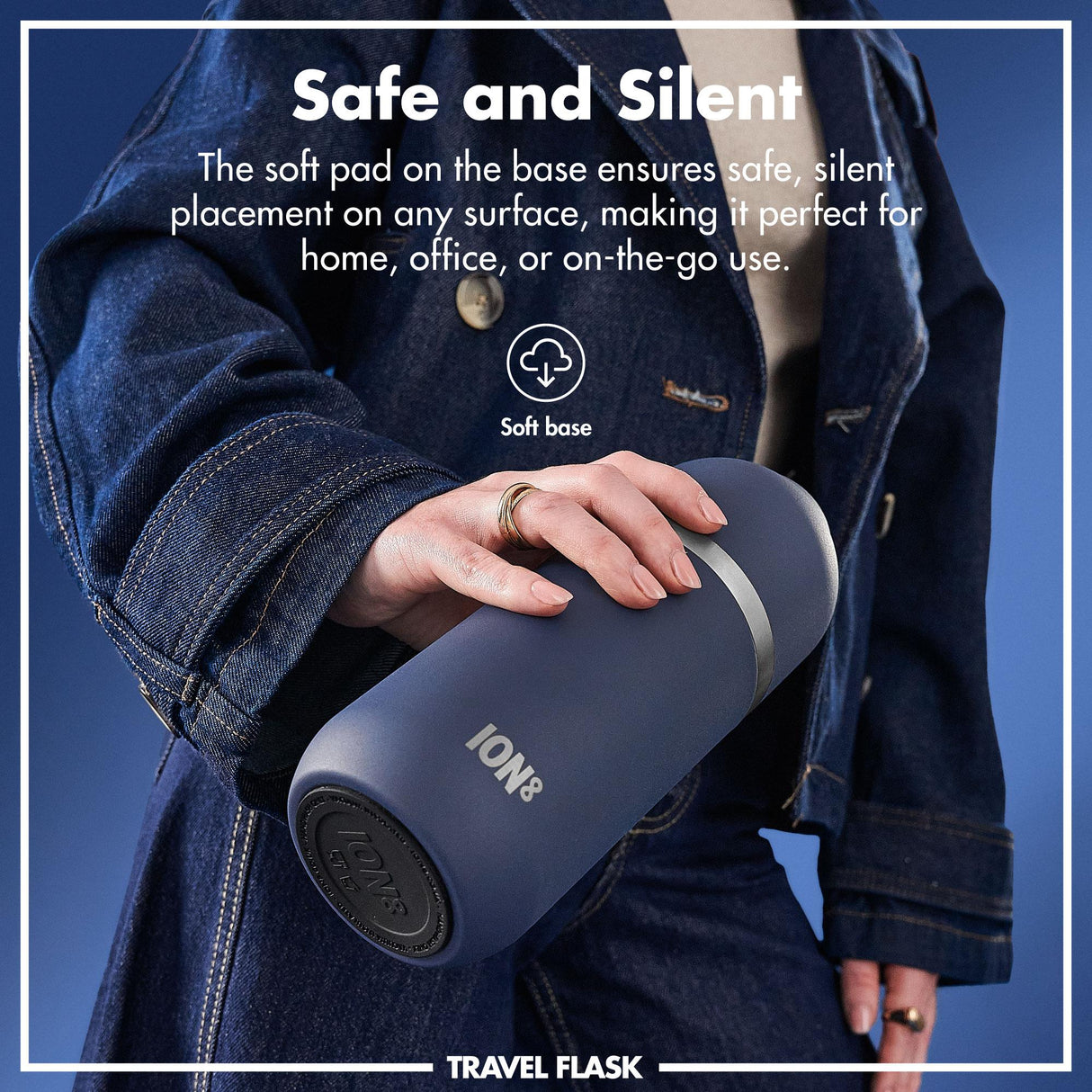 ION8 Luma Insulated Steel Flask & Mug, Ash Navy, 700ml