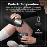 ION8 Luma Insulated Steel Flask & Mug, Black, 700ml