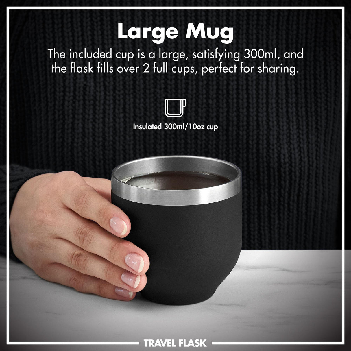 ION8 Luma Insulated Steel Flask & Mug, Black, 700ml