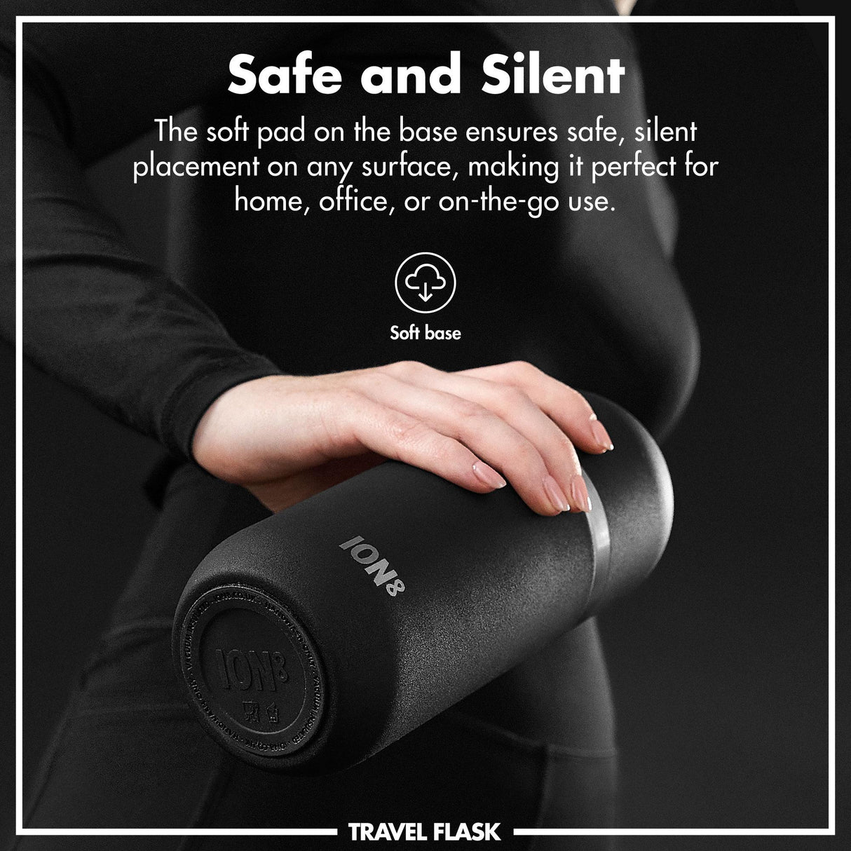 ION8 Luma Insulated Steel Flask & Mug, Black, 700ml