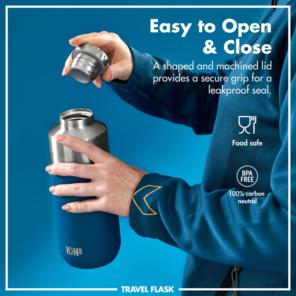 ION8 Luma Insulated Steel Flask & Mug, Deep Teal, 700ml