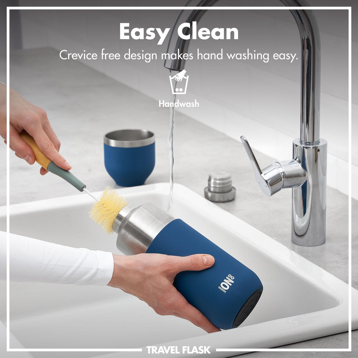 ION8 Luma Insulated Steel Flask & Mug, Deep Teal, 700ml