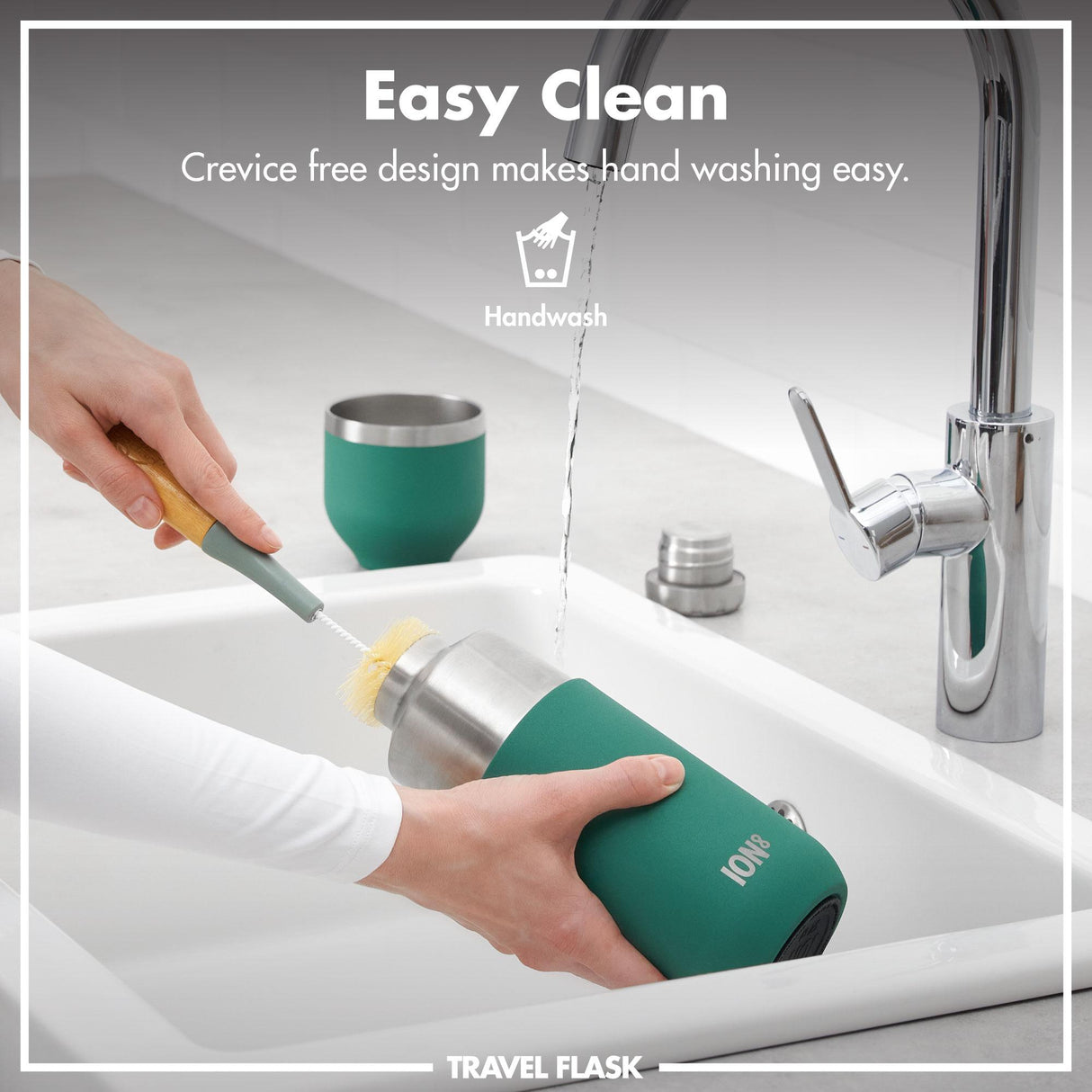ION8 Luma Insulated Steel Flask & Mug, Green, 700ml