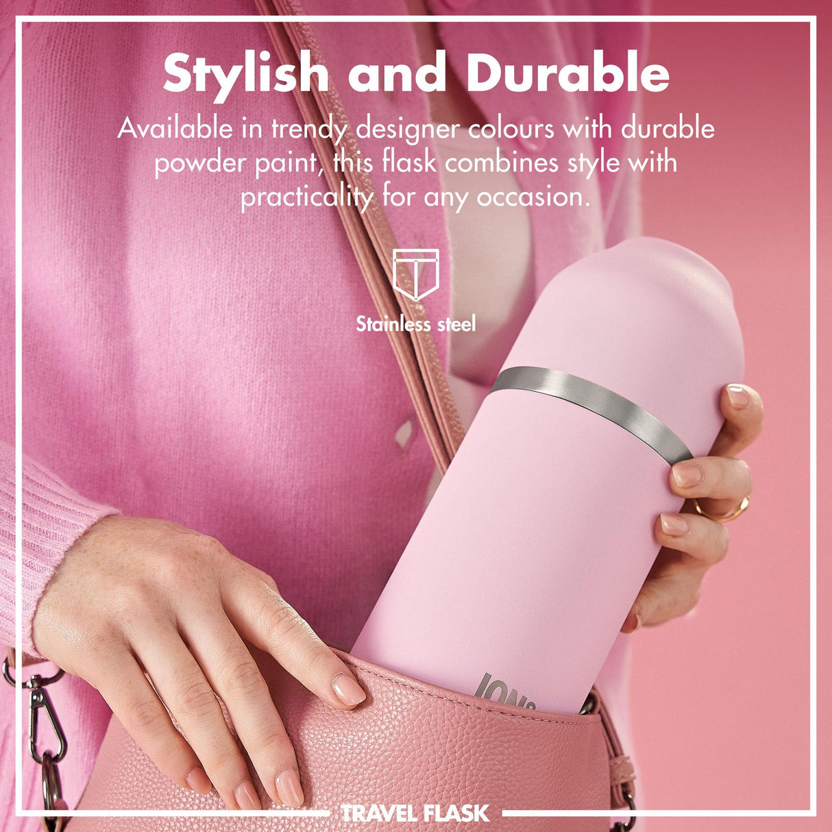ION8 Luma Insulated Steel Flask & Mug, Rose Quartz, 700ml
