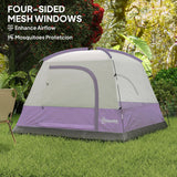 Outsunny 3-4 Person Camping Tent - Purple & Grey storage pocket detail