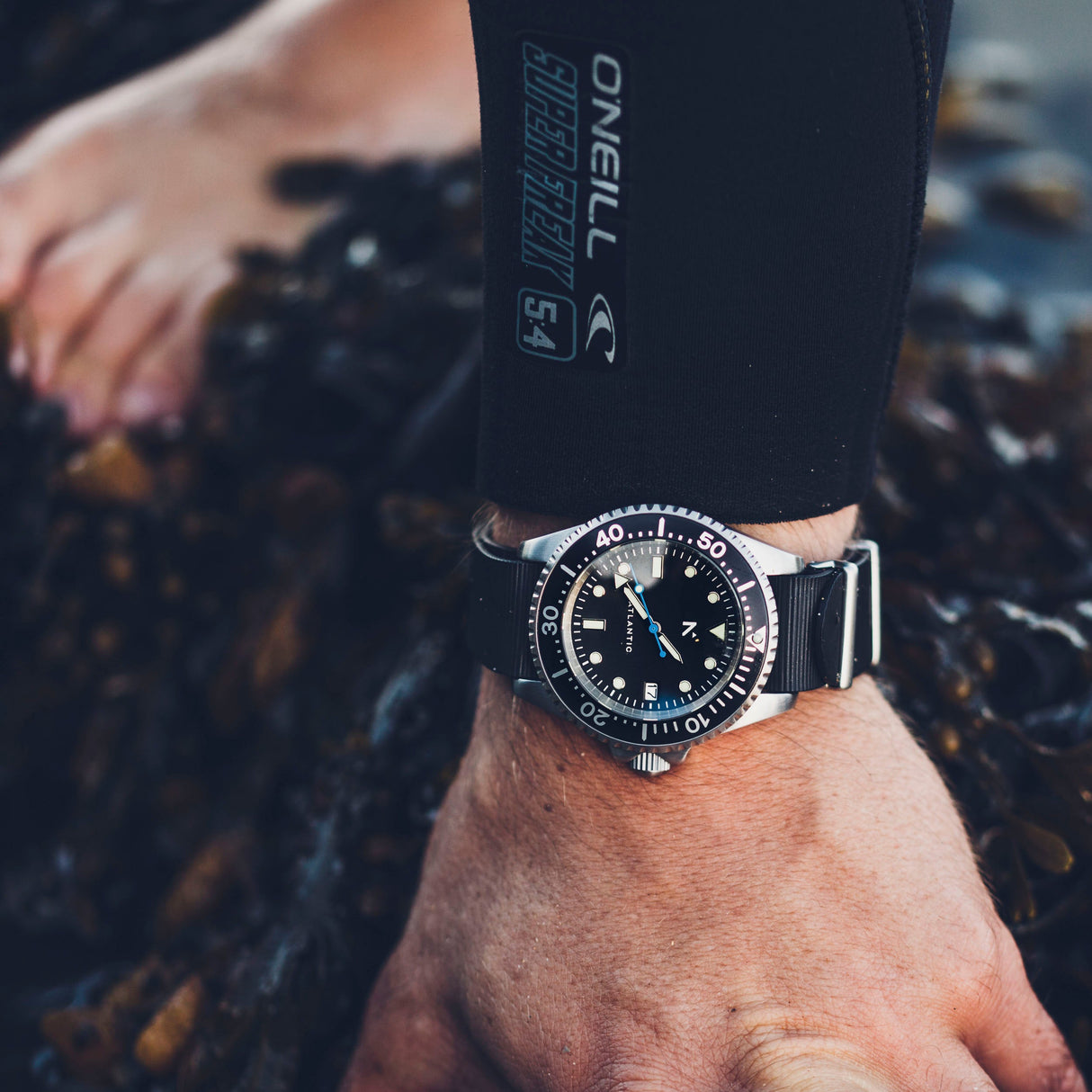 Rotate North Natural Rubber NATO Watch Strap (20mm) - Seal Black