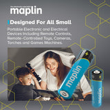 Mother and child reading under a blanket by torchlight, Maplin batteries graphic