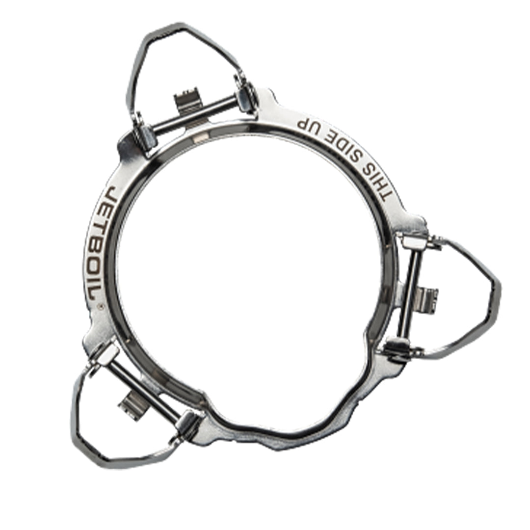 Jetboil Pot Support 2.0 - Silver stowed on the burner base