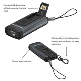 Ledlenser K6R Safety infographic showing the fold-out USB-A, charge indicator and carabiner