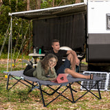Outsunny Double Camping Cot Bed - Grey alternate angle