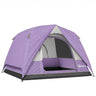 Outsunny 3-4 Person Camping Tent - Purple & Grey pitched front view