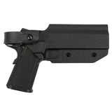 Kydex Customs L2S 2011/Hicapa Holster in black from the side on white background