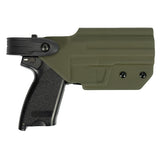 Kydex Customs L2S H&K USP Full Size Holster in green from the side on white bakground