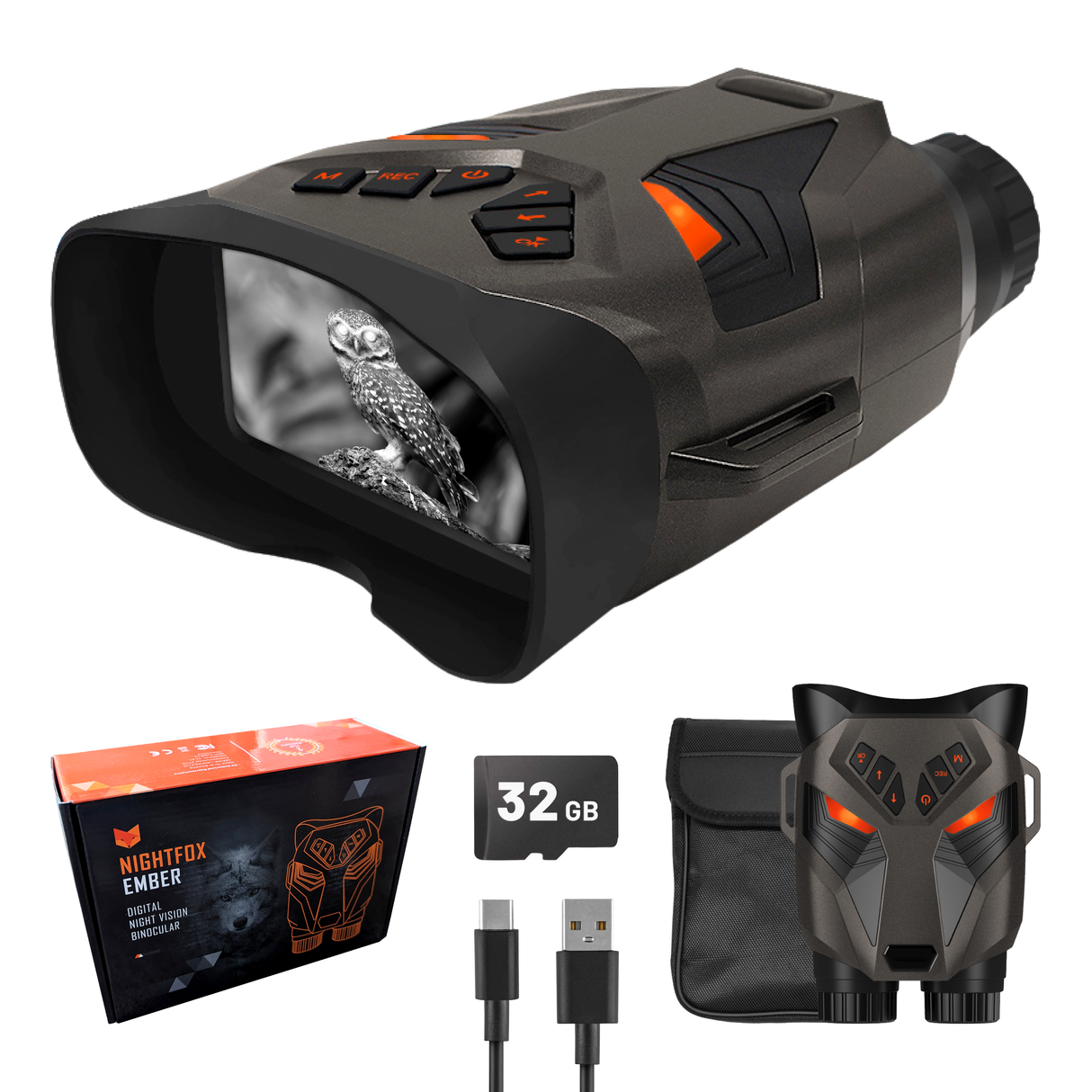 Nightfox Ember Night Vision Binoculars - front three-quarter view