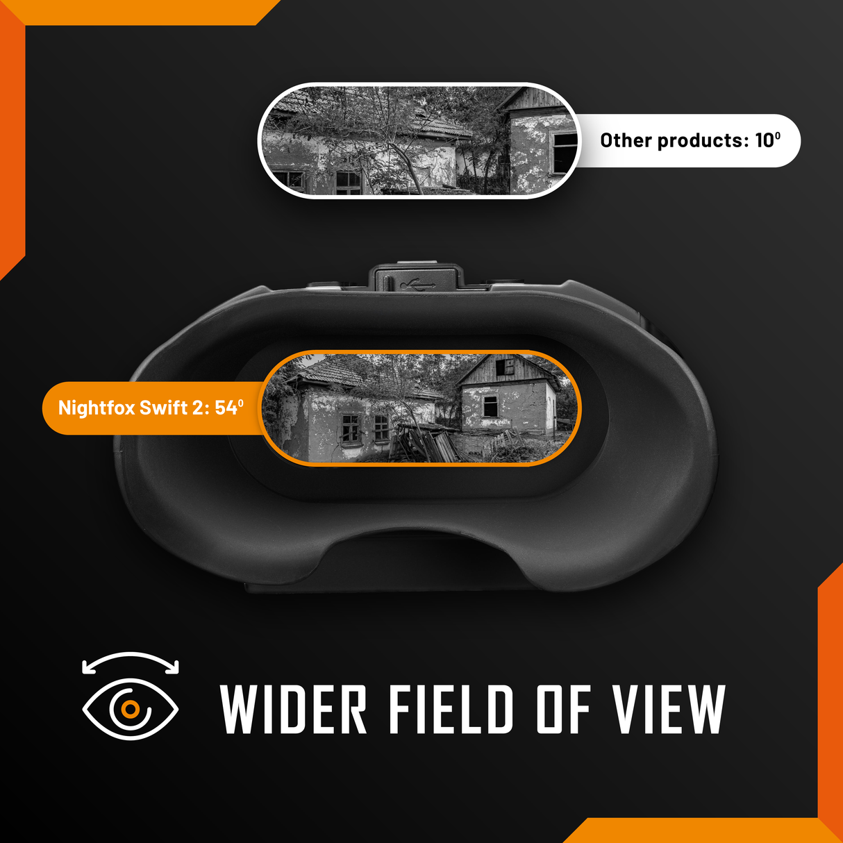 Nightfox Swift 2 Night Vision Goggles - wide 54 degree field of view