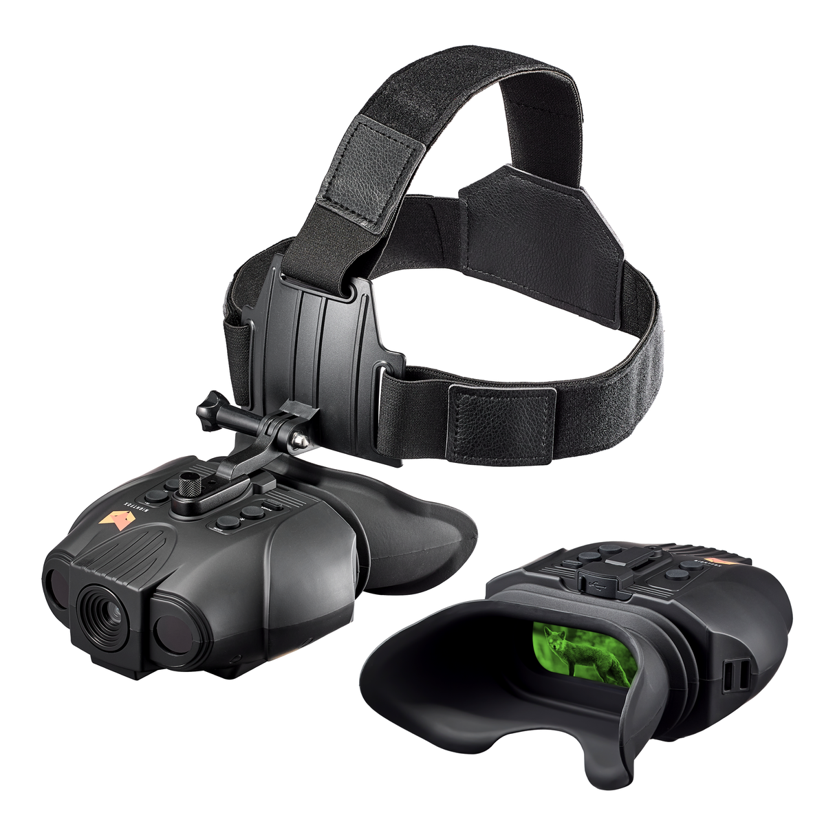 Nightfox Swift Max Night Vision Goggles - front three-quarter view with head strap