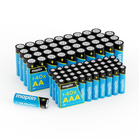 Maplin mixed pack of 40 AA and 40 AAA alkaline batteries