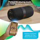 Phone streaming music over Bluetooth to the Maplin party speaker on a table