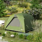 Outsunny 3-4 Person Camping Tent - Olive Green & Grey stakes ropes and accessories