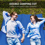 Outsunny Double Camping Cot Bed - Blue packed in carry bag