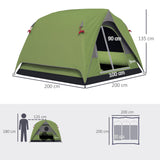 Outsunny 3-4 Person Camping Tent - Olive Green & Grey side profile