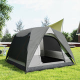 Outsunny 3-4 Person Camping Tent - Dark Grey stakes ropes and accessories