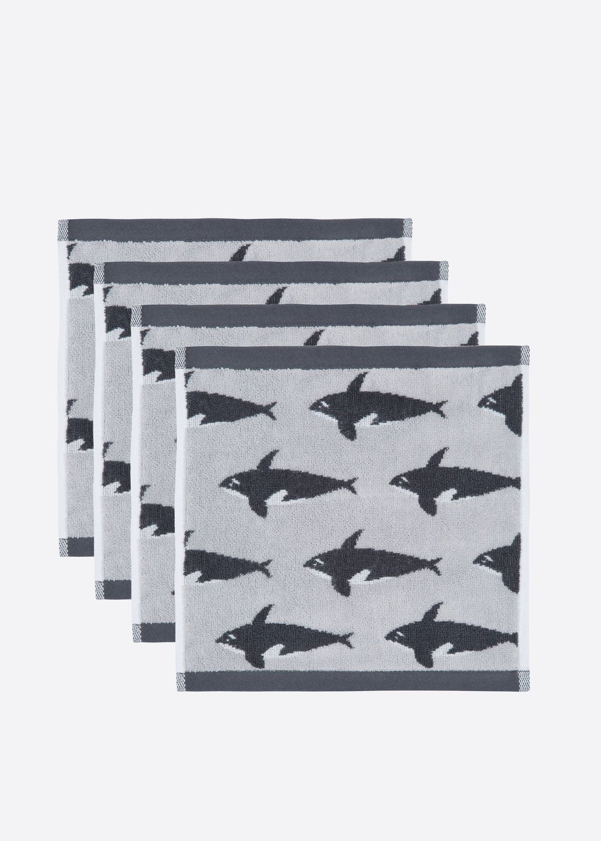 Anorak Orca Organic Cotton Towel - Pale grey and charcoal hanging detail