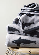 Anorak Orca Organic Cotton Towel - Pale grey and charcoal full size range