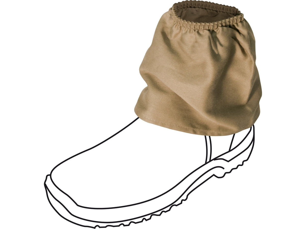 Tan Oz OverBoots standard cotton sox saver with elasticated top over a boot