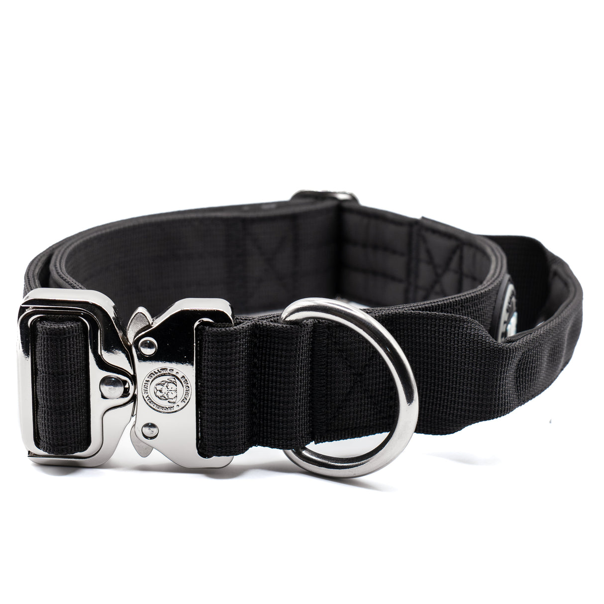 BTactical 4cm Nylon Dog Collar in Midnight Black from the front on white background
