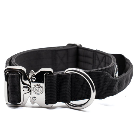 BTactical 4cm Nylon Dog Collar in Midnight Black from the front on white background