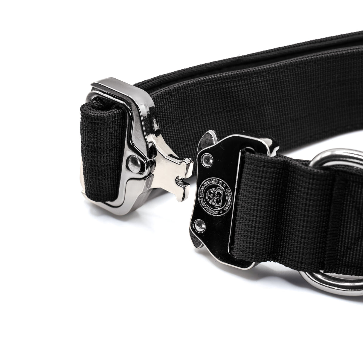 BTactical 4cm Nylon Dog Collar in Midnight Black close up of the buckle