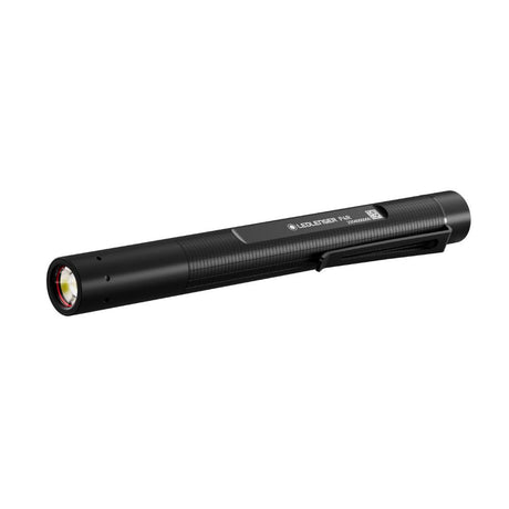 Ledlenser P4R rechargeable pen light with pocket clip, angled view