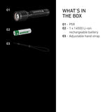 What is in the box with the Ledlenser P5R: torch, 14500 battery and hand strap