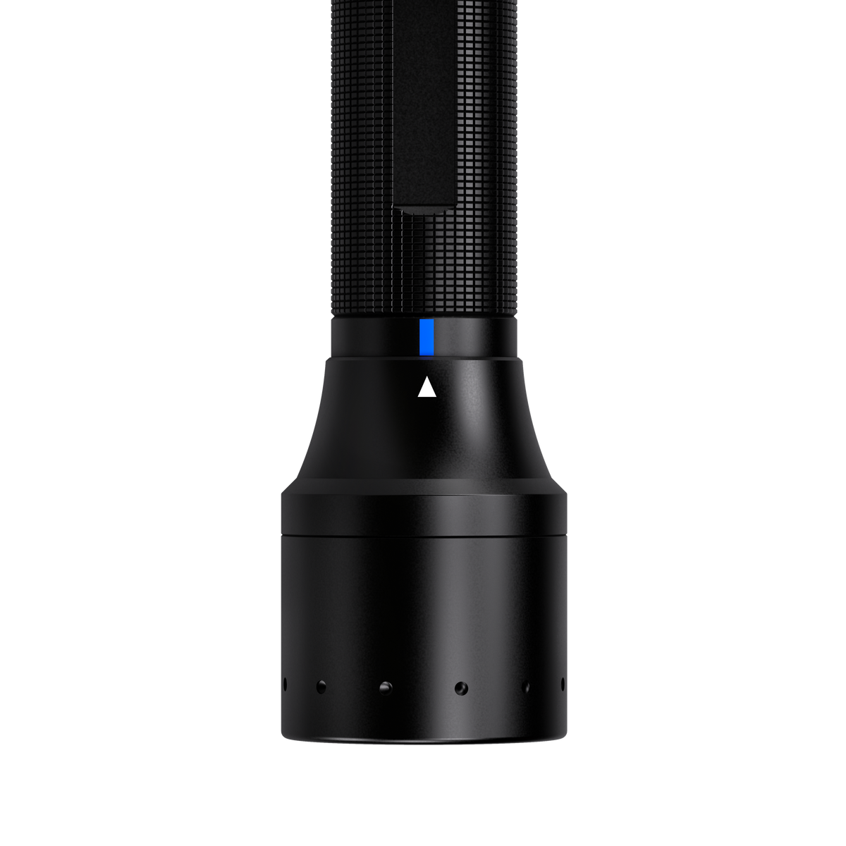 Ledlenser P6R Core QC head with the blue colour marker on the rotary switch