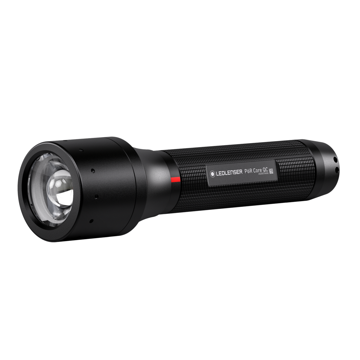Ledlenser P6R Core QC rechargeable torch, angled view of the focus head