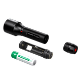 Ledlenser P6R Core QC opened up to show the 18650 battery and battery holder